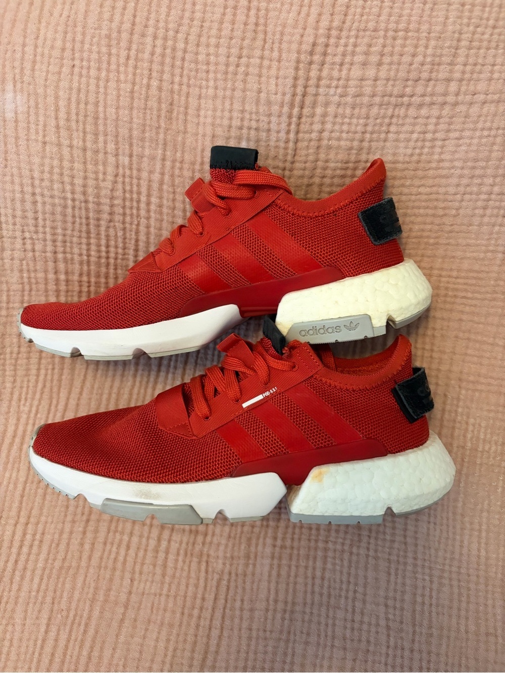 Adidas POD-S 3.1 Men’s Red Mesh Athletic Sneakers with White Soles - Picture 4 of 7